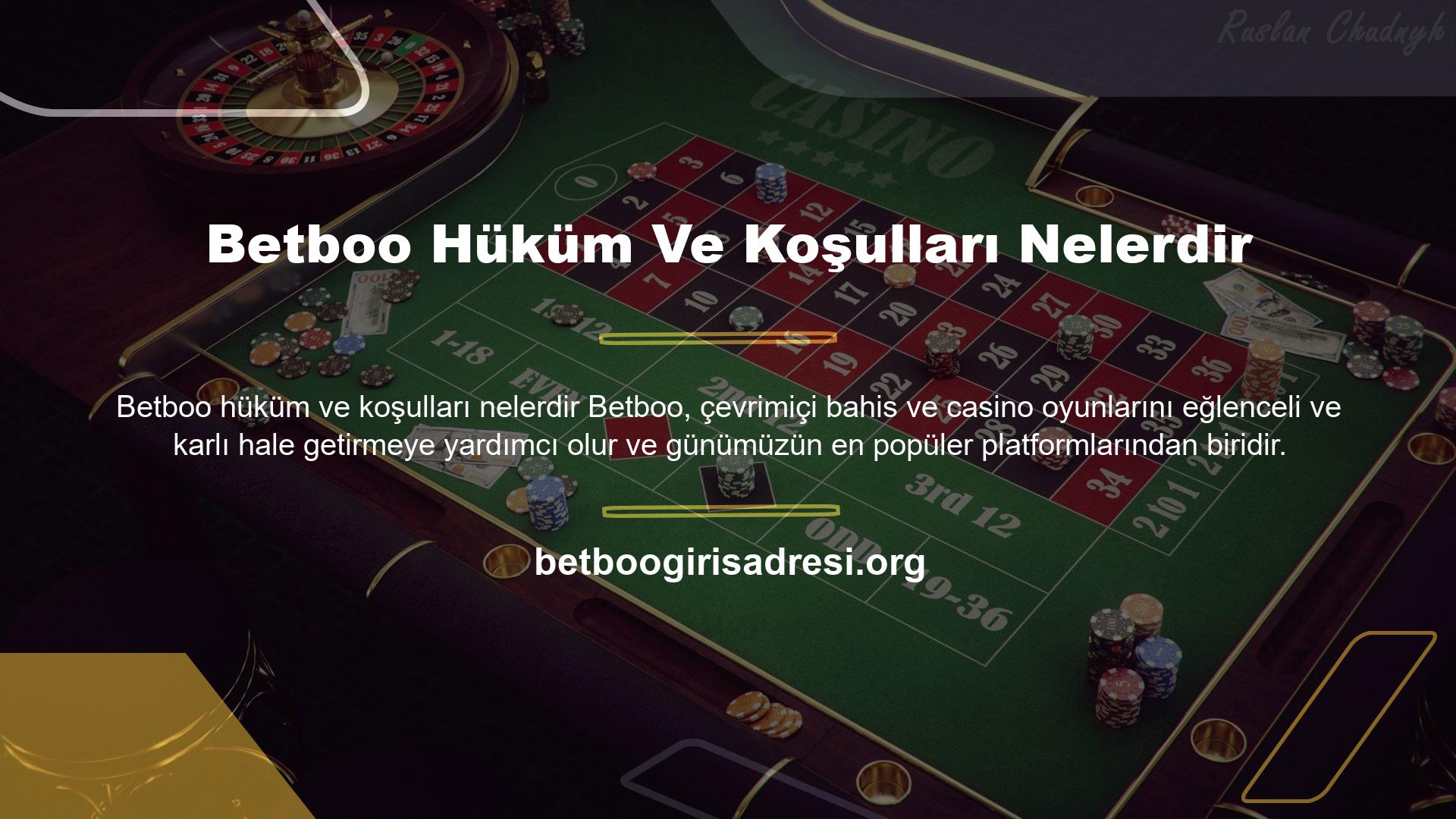 Bildiğiniz gibi Betboo, Türkiye dahil bazı ülkelerde yasa dışı bahis ve sanal casino hizmetleri sunmakta ve diğer platformlardan farklı olarak ortak kurallarla güvenilirlik sunmaktadır